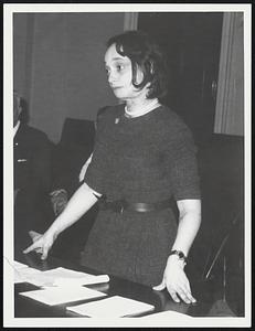 Ruth Abrams, Asst. D. A. under John Droney, who filed legislation with Rev. Joseph Traveline