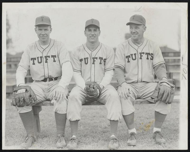 Tufts Outfield Winner. L to R Frank Bennett- R.F. Rudy Tobert L.F. Bob Hainer C.F.