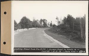 Contract No. 60, Access Roads to Shaft 12, Quabbin Aqueduct, Hardwick and Greenwich, looking ahead from Sta. 9+70, Greenwich and Hardwick, Mass., Oct. 21, 1938