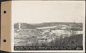 Contract No. 82, Constructing Quabbin Hill Road, Ware, looking southerly at Winsor Dam site from Sta. 26+23, Ware, Mass., Mar. 29, 1939