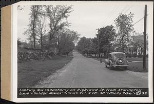 Contract No. 71, WPA Sewer Construction, Holden, looking northeasterly on Highland Street from Armington Lane, Holden Sewer, Holden, Mass., May 28, 1940