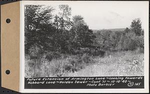 Contract No. 71, WPA Sewer Construction, Holden, future extension of Armington Lane, looking towards Hubbard Lane, Holden Sewer, Holden, Mass., Oct. 10, 1940