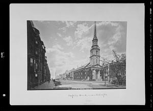 Copy negative of photo ca. 1880 titled "Boylston St., cor. Berkeley [i.e. Arlington], Boston, Mass."