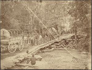 Grape-vine bridge on the Chickahominy River, June 18, 1862