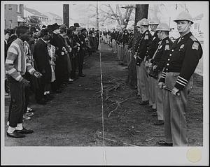 Police confront marchers, in Selma, Alabama