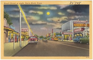 Beach Street at night, Savin Rock, Conn.