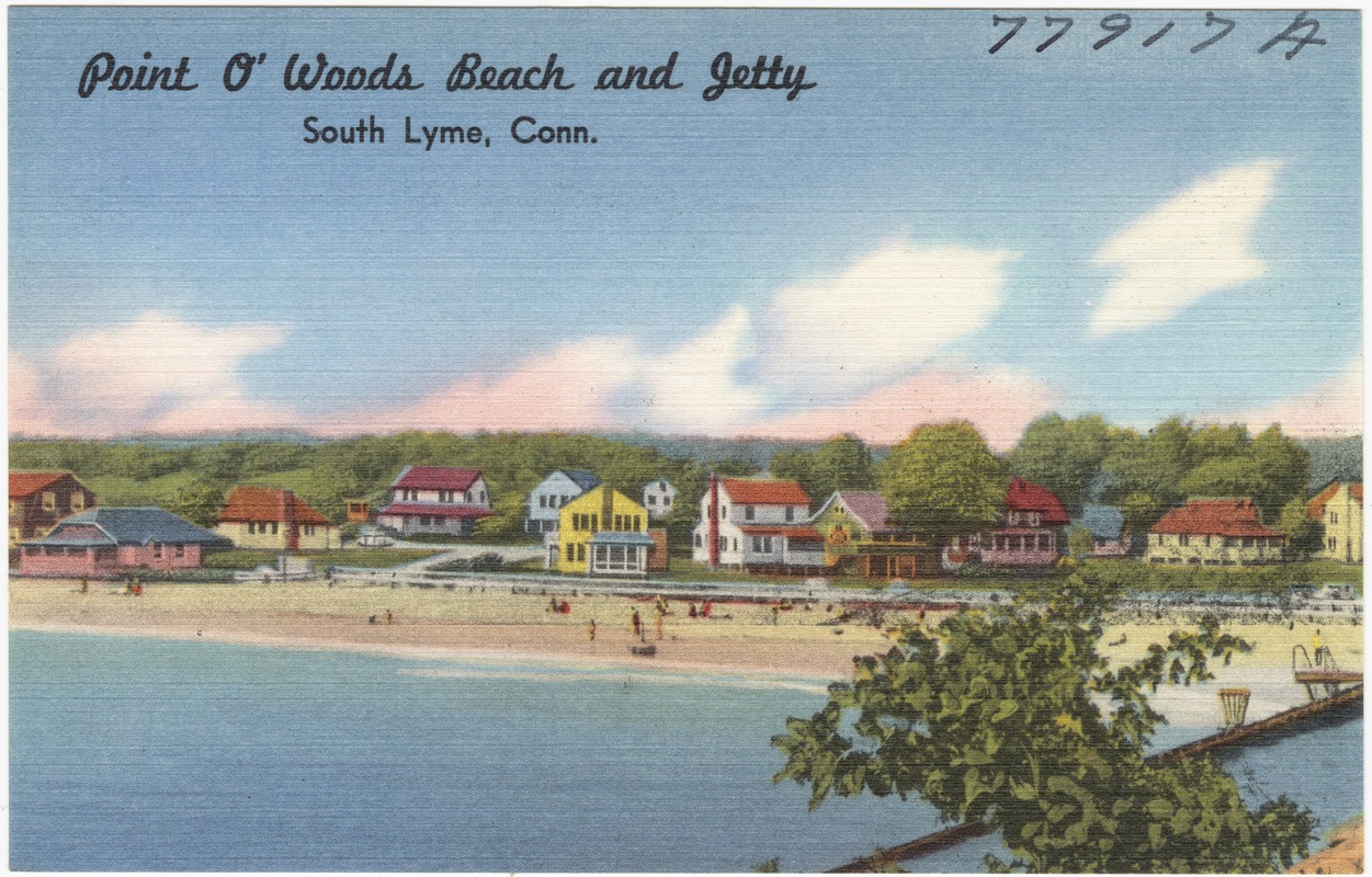 Point O' Woods Beach and Jetty, South Lyme, Conn. Digital Commonwealth