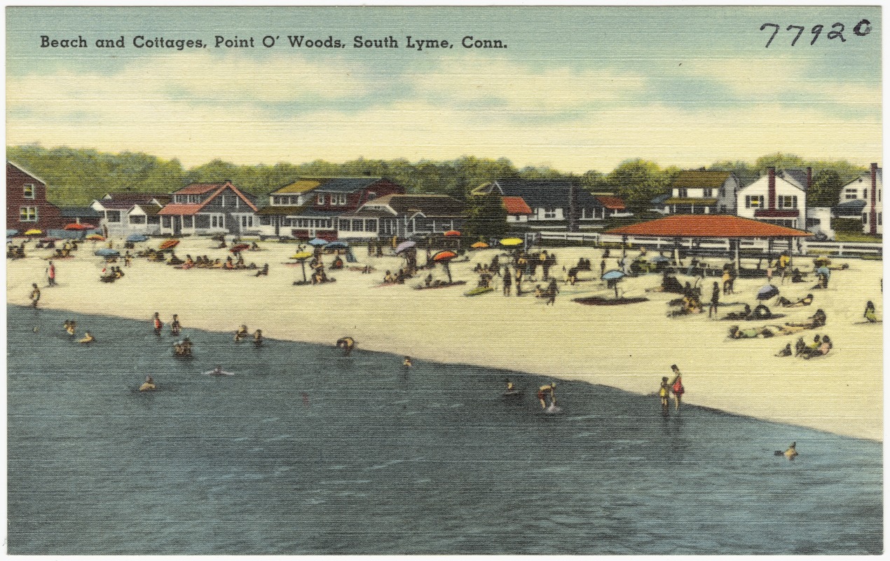 Beach and cottages, Point O' Woods, South Lyme, Conn.