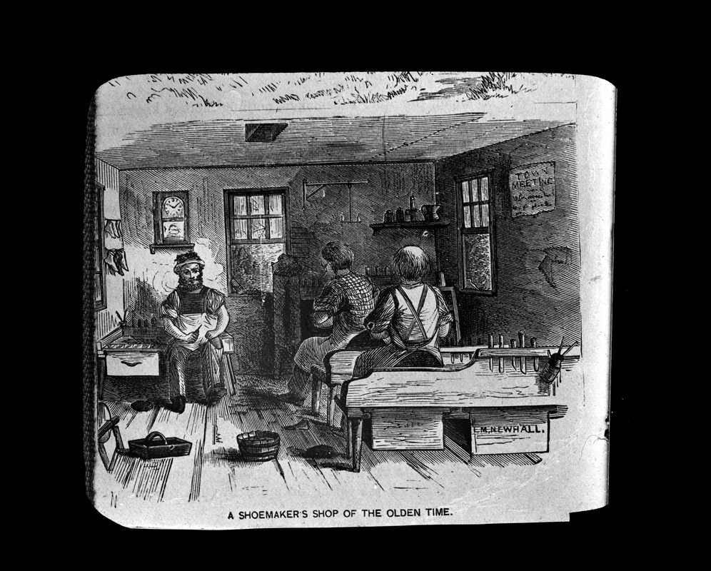 Bootmakers shop of olden times, interior - Digital Commonwealth