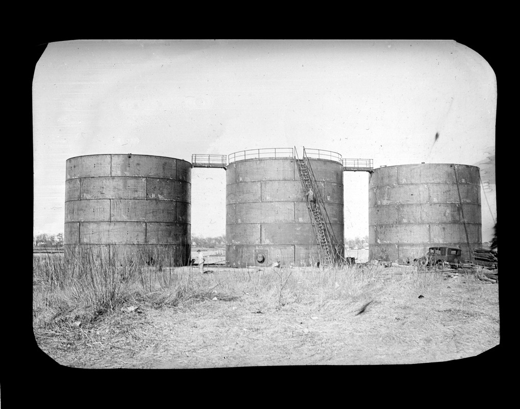 Oil tanks, Quincy Oil Company, Town River Digital Commonwealth