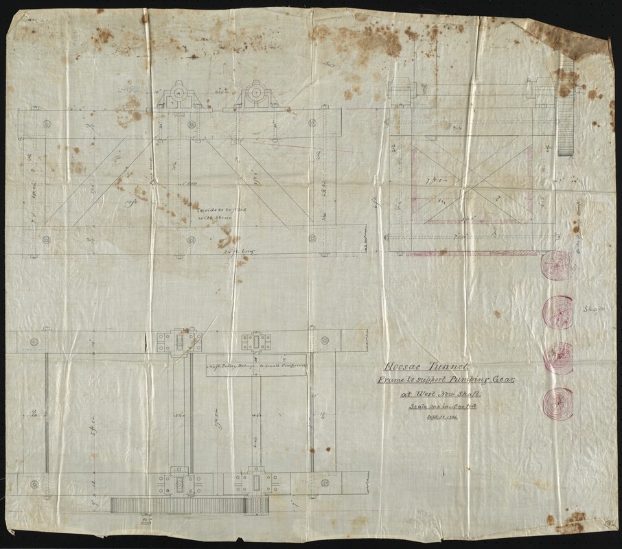 Hoosac Tunnel. Frame to support pumping gear, at west new shaft