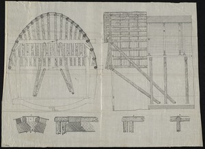 Untitled [timber framing and some brickwork for the west portal; six drawings on page]