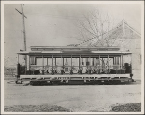 Old street car. Open long street car