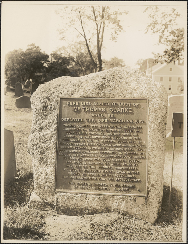 Here lies buried ye body of Mr. Thomas Clarke, aged 98. Departed this life March 24, 1697
