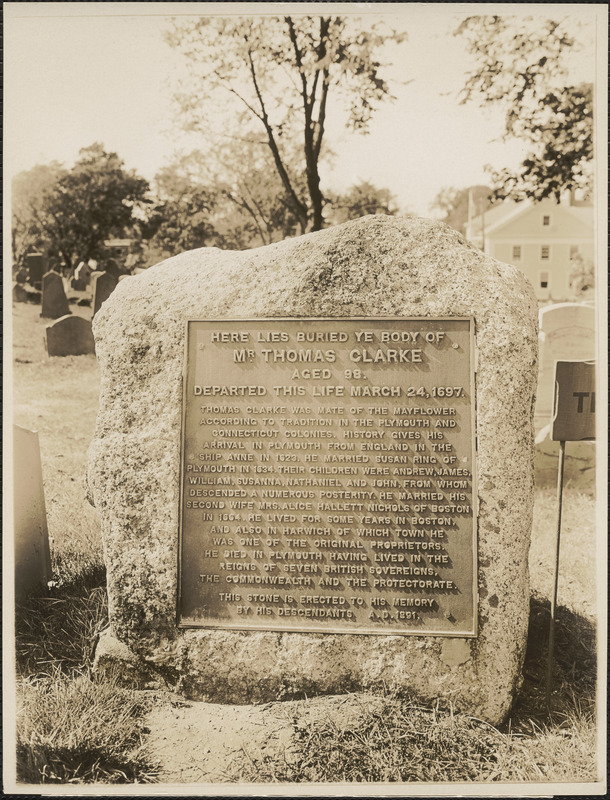 Here lies buried ye body of Mr. Thomas Clarke, aged 98. Departed this life March 24, 1697