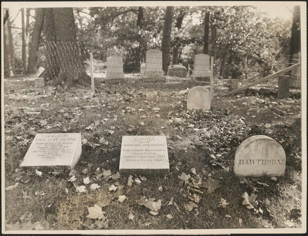 Seepy [i.e. Sleepy] Hollow Cemetery, Concord, Mass. Here rest the remains of Nathaniel Hawthorne