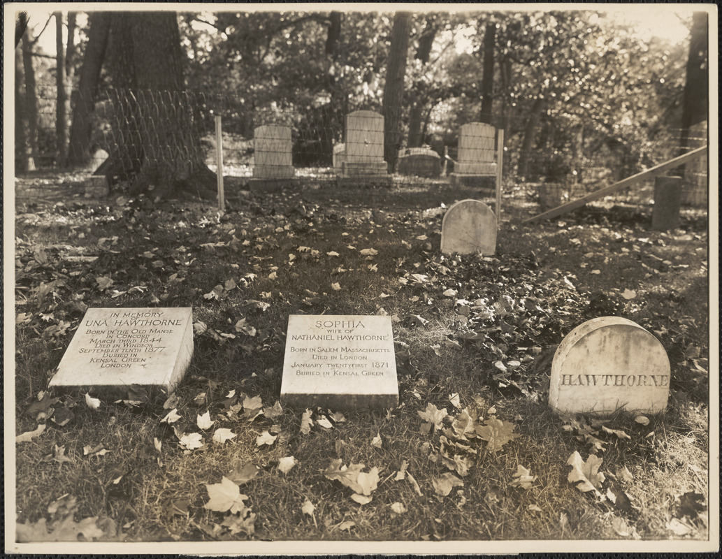 Seepy [i.e. Sleepy] Hollow Cemetery, Concord, Mass. Here rest the remains of Nathaniel Hawthorne