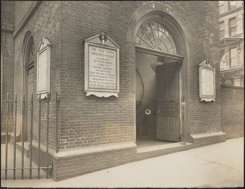 Doorway of Old South Meeting House at Washington Street and Milk Street, Boston, Mass.