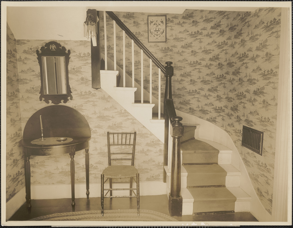 Roger G. Pierce hall and stairway (interior), 24 Oakton Avenue, Dorchester, Mass.