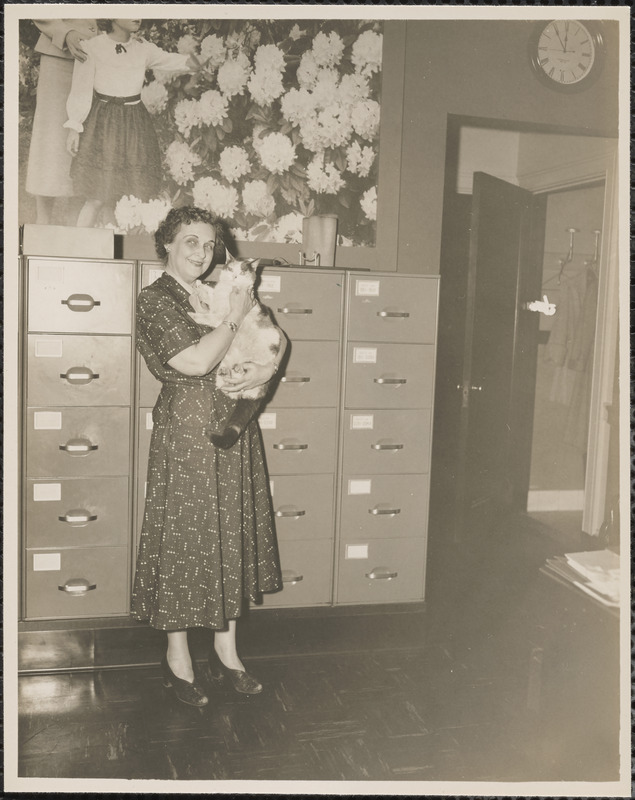 Forest Hill Cemetery employees. Ethel "Gallie" Galbraith with cat