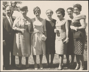 Group portrait of six women including Gladys Changelian and one man