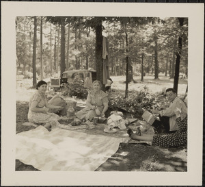 Arzouhaljian family having a picnic, Houghton Pond