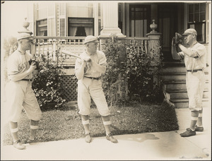 Trick negative, Bill Garry as pitcher, batter, and catcher for West Roxbury team