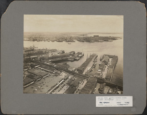Aerial view, Boston Harbor, docks