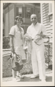Leon and Lillian Abdalian with tennis equipment