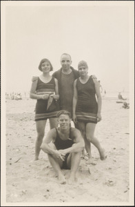 Leon, Herman, Lillian, and Marian Abdalian on the beach