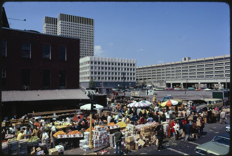 Outdoor food market at Haymarket Square