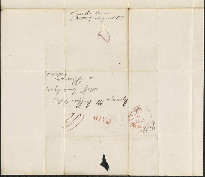 Charles Ewer to George Coffin, 7 August 1833