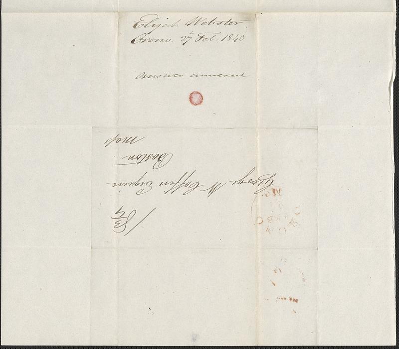 Elijah Webster to George Coffin, 27 February 1840 - Digital Commonwealth