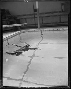 Soldier swimming in McCurdy Natatorium (1942)