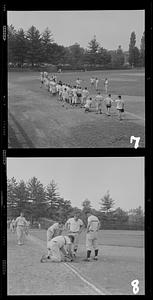 Demonstrating baseball skills