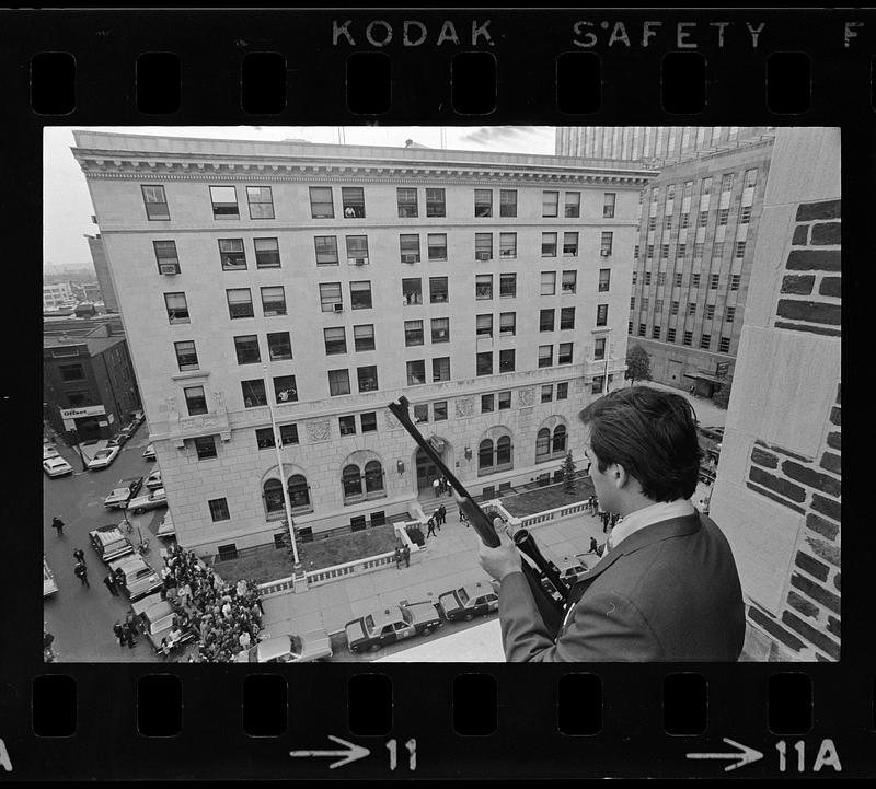 High security at Boston Police HQ as cop-killer William Gilday is brought in, Boston