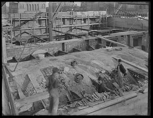 Boston Public Library under construction, the arches in mezzanine