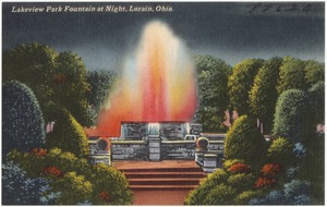 Lakeview Park fountain at night, Lorain, Ohio