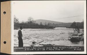 Chicopee River, new channel below Poole Street, Ludlow, Mass., 3:40 PM, Oct. 1, 1938