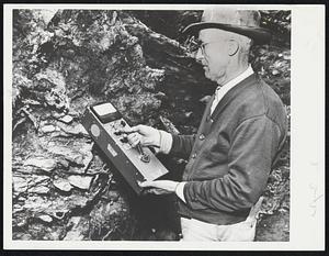 Geiger Counter is being used by this uranium hunter to locate lode area. But gigantic payloads of uranium are too deep for the average prospector’s Geiger counter.