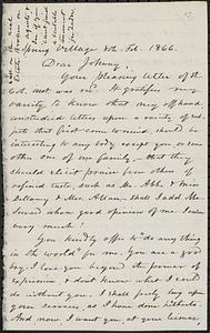 Letter from Zadoc Long to John D. Long, February 8, 1866