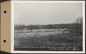 Contract No. 82, Constructing Quabbin Hill Road, Ware, looking ahead from Sta. 128+08, Ware, Mass., Apr. 25, 1939