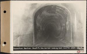 Contract No. 14, East Portion, Wachusett-Coldbrook Tunnel, West Boylston, Holden, Rutland, transition section, Shaft 1, Sta. 26+24+/-, looking east, West Boylston, Mass., Feb. 2, 1931