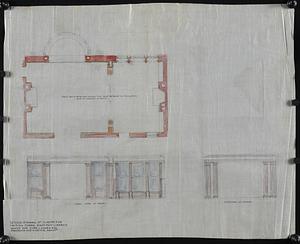 Quarter-inch scale drawing of scheme for uniting dining room and library