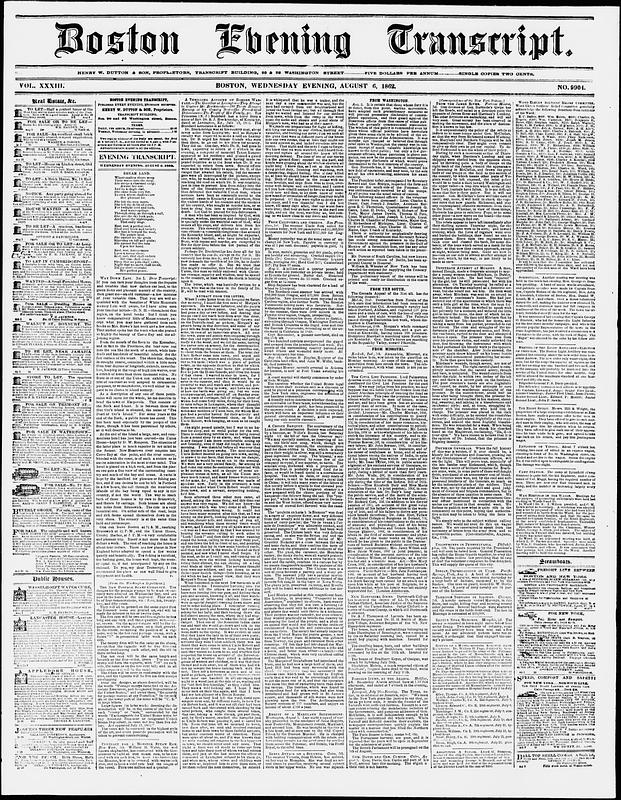 Boston Evening Transcript. August 06, 1862 - Digital Commonwealth