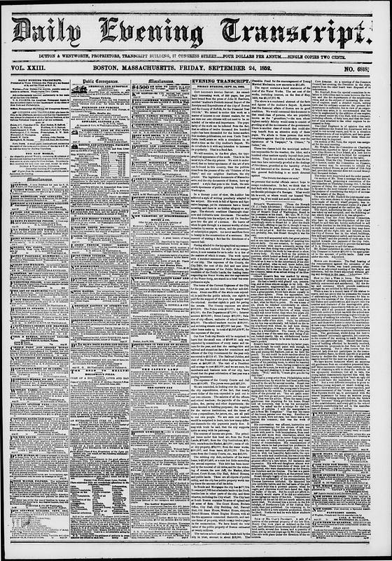 Daily Evening Transcript. September 24, 1852 - Digital Commonwealth