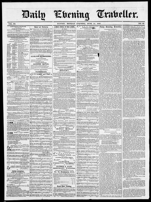 Daily Evening Traveller. June 14, 1847 - Digital Commonwealth