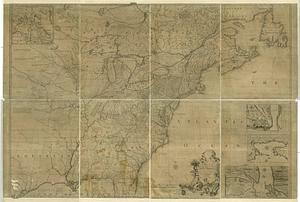 A map of the British and French Dominions in North-America with the roads, distances, limits and extent of the Settlements