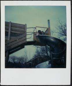 Two girls on the slide