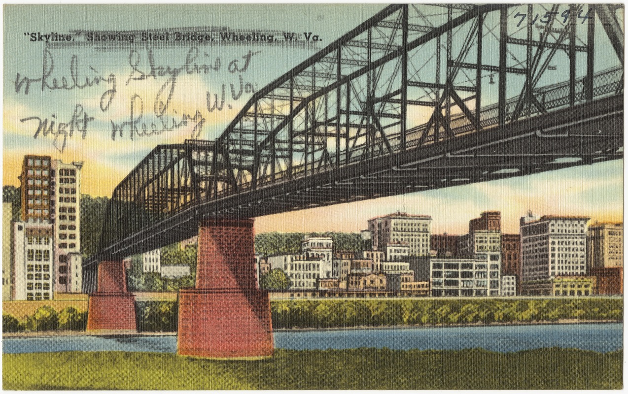 "Skyline," showing steel bridge, Wheeling, W. Va.